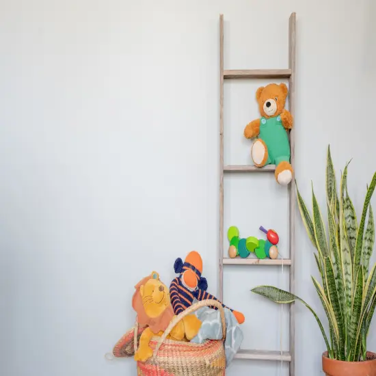 Rustic Farmhouse 4ft Reclaimed Wood Decorative Bookcase Picket Ladder Grey {3}