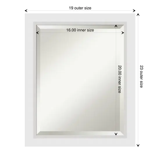 Beveled Wood Bathroom Wall Mirror, Blanco White Frame {1}