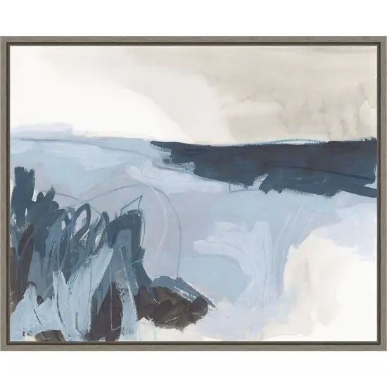 Sea Shading II (Beach) by June Erica Vess 20-in. W x 16-in. H. Canvas Wall Art Print Framed in Grey {1}