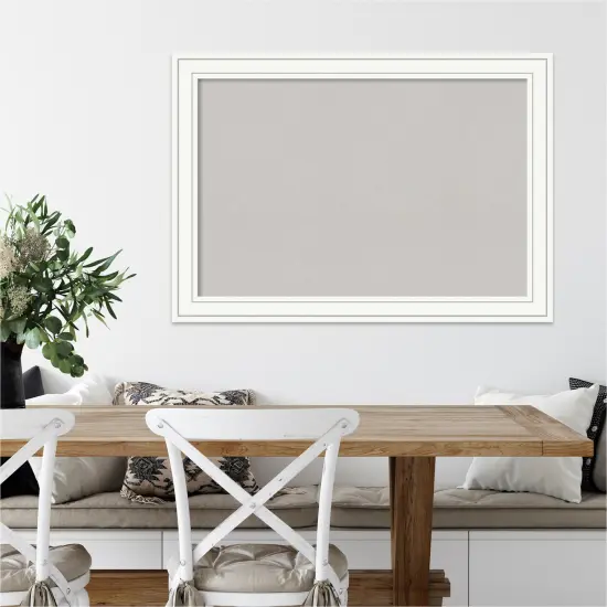 Cork Board, Craftsman White Wood Frame - Bulletin Board, Organization Board, Pin Board Grey Cork {4}