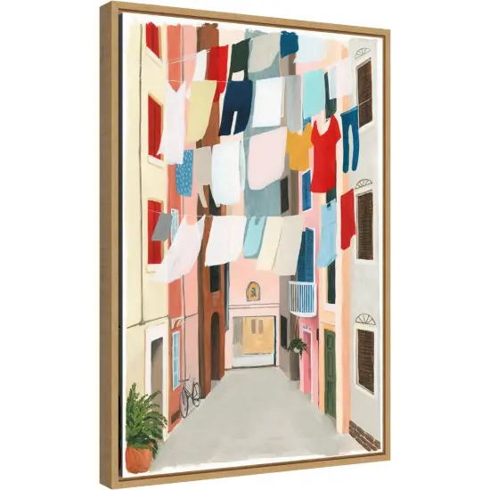 Laundry Day II by Grace Popp 16-in. W x 23-in. H. Canvas Wall Art Print Framed in Natural {2}