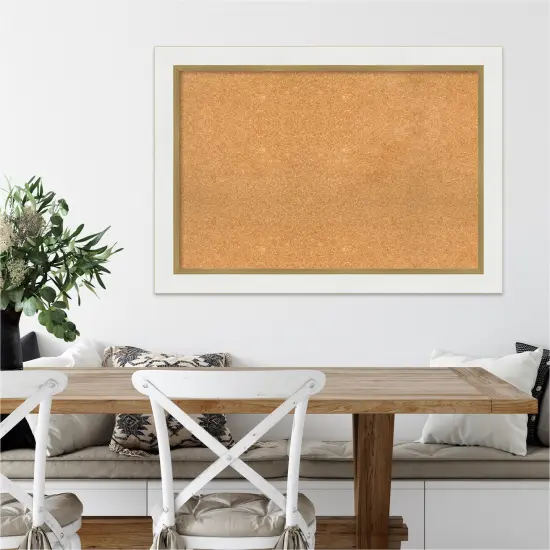 Cork Board, Eva Frame - Bulletin Board, Organization Board, Pin Board Eva White Gold {4}