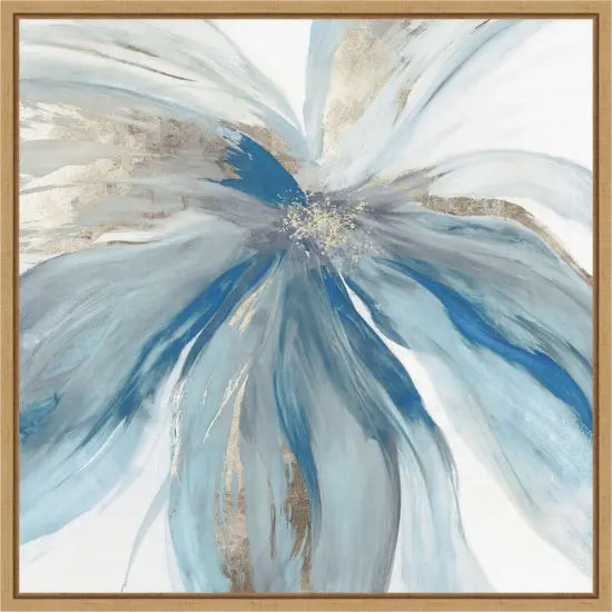 Blue Monarch I (Flower) by Asia Jensen 16-in. W x 16-in. H. Canvas Wall Art Print Framed in Natural {1}