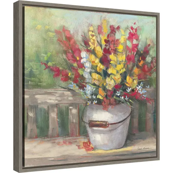 Snapdragon Bouquet by Carol Rowan 16-in. W x 16-in. H. Canvas Wall Art Print Framed in Grey {2}