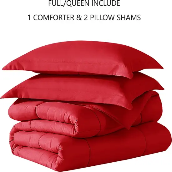 American Home Collection Down Alternative Comforter Set Extra Warm and Soft Red {4}