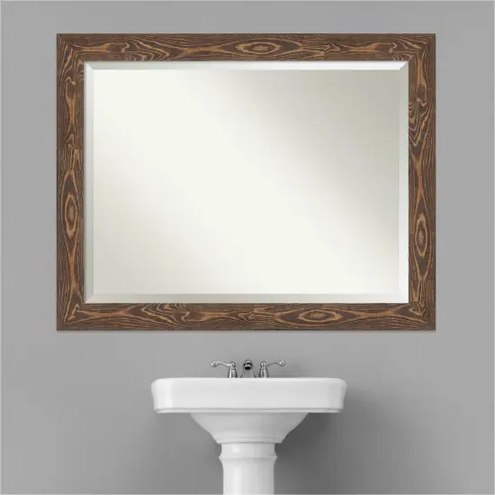 Beveled Wood Bathroom Wall Mirror, Bridge Frame {5}