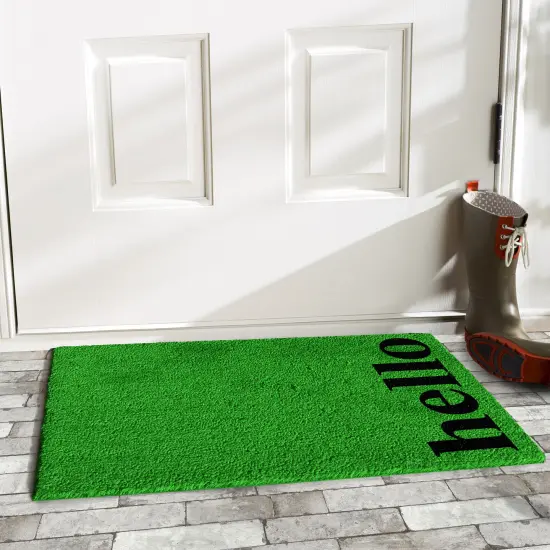Vetical Hello Doormat Green/black {6}
