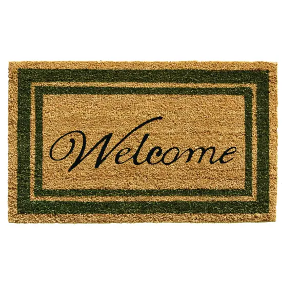 Sage Green Border Welcome Doormat {1}