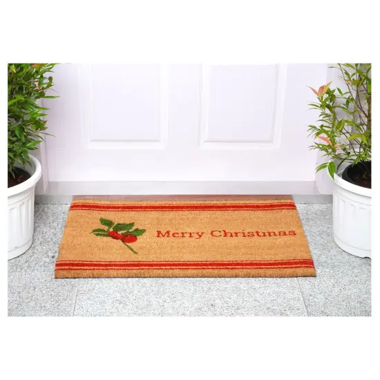Merry Christmas Holly Berry Doormat {4}