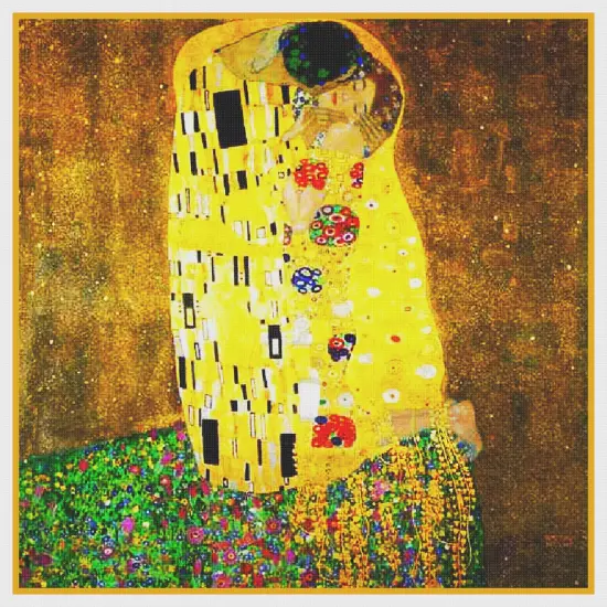 Art Nouveau Artist Gustav Klimt The KISS Counted Cross Stitch Pattern {2}