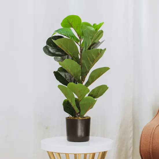 Ficus Lyrata Fake Plant - Artificial Plants for Home Decor Indoor, Faux Plants Indoor - Artificial Potted Plants, Faux Plant for Bedroom - Plants for Bedroom Decor, Fake Plant Decor - 30 Inches {2}