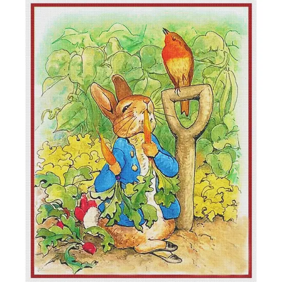 Peter Rabbit Digs in Garden inspired by Beatrix Potter Counted Cross Stitch Pattern {2}