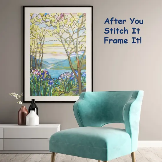 Iris Flowers and Magnolia Trees inspired by Louis Comfort Tiffany Counted Cross Stitch Pattern {3}