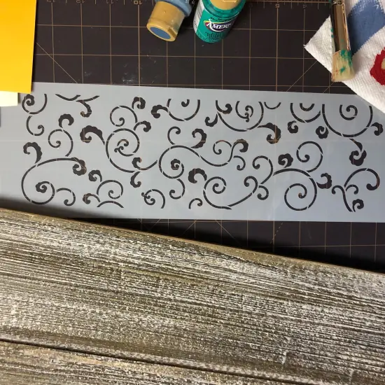 Leafy Scroll Cake Stencil | C358 by Designer Stencils | Cake Decorating Tools | Baking Stencils for Royal Icing, Airbrush, Dusting Powder | Reusable Plastic Food Grade Stencil for Cakes | Easy to Use & Clean Cake Stencil {3}