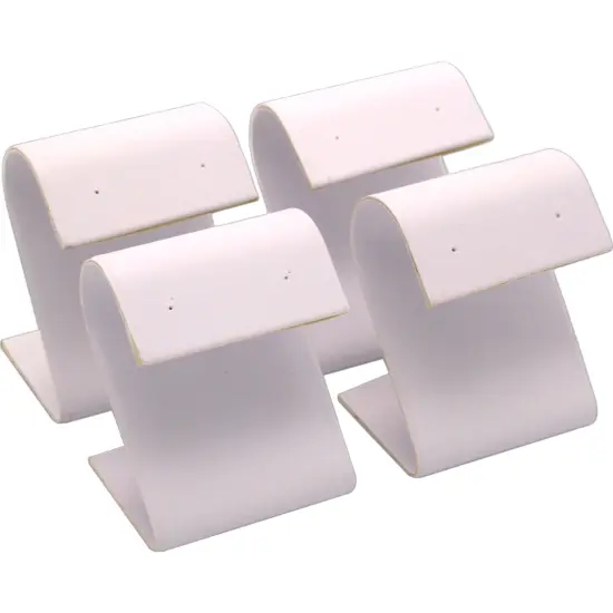 4 White Leather Earring Display Stands Jewelry 2.25" {1}