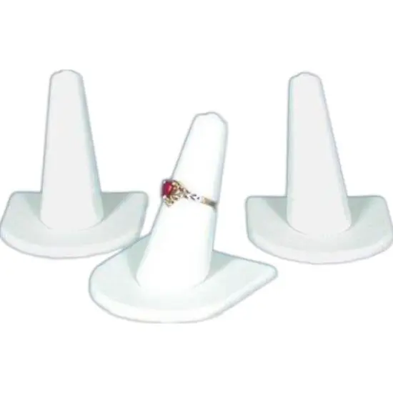 3 White Leather Ring Finger Jewelry Holder Showcase Display Stands {1}