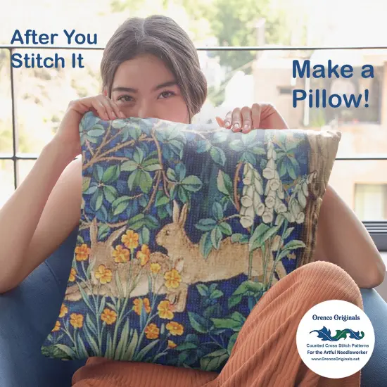 Forest Rabbits Design by William Morris and Company Counted Cross Stitch Pattern {3}