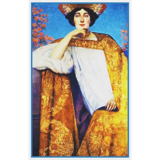 Art Nouveau Gustav Klimt Portrait of Golden Woman Counted Cross Stitch Pattern {2}