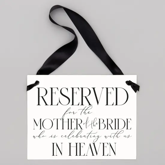 Ritzy Rose Mother of the Bride Memorial Sign - Black on 11x8in White Linen Cardstock with Black Ribbon {5}