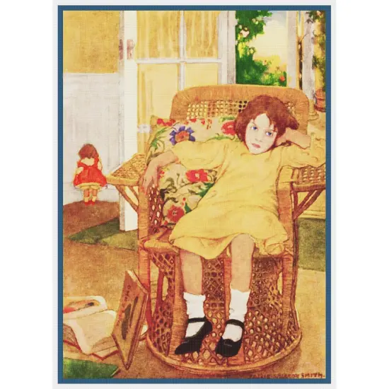 A Girl and Dolly in Time Out Jessie Willcox Smith Counted Cross Stitch Pattern {2}
