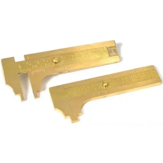 2 Sliding Brass Gauges Inches & Millimeters 100mm 4" Jewelers Tools Measuring {1}