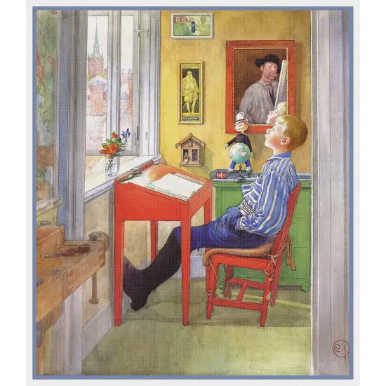 Scandinavian Carl Larsson's Ulf Homework Counted Cross Stitch Chart Pattern {2}