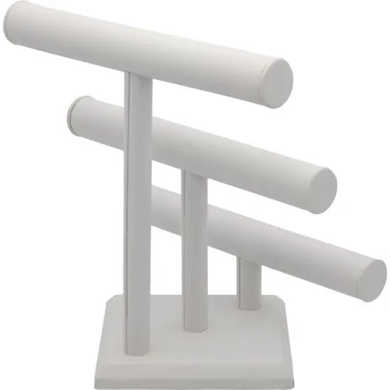 3 Tier White Leather T-Bar Bracelet & Necklace Jewelry Display Stands {5}