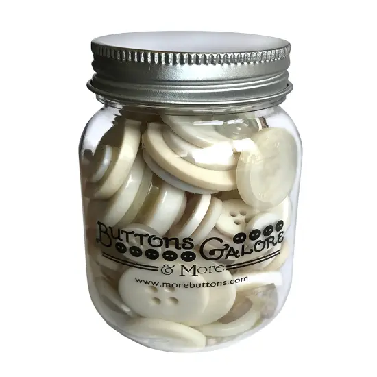 Buttons Galore Mason Jar Colorful Craft & Sewing Buttons White {1}