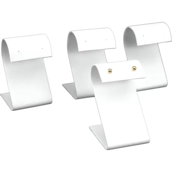 4 White Leather Earring Display Stands Jewelry 3.25" {1}