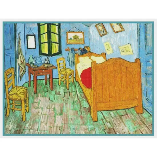 Impressionist Van Gogh's The Bedroom Counted Cross Stitch Chart Pattern {2}