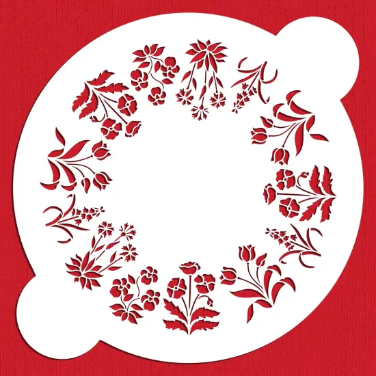 11-Inch Spring Garden Cake Stencil Top | C343 by Designer Stencils | Cake Decorating Tools | Baking Stencils for Royal Icing, Airbrush, Dusting Powder | Reusable Plastic Food Grade Stencil for Cakes | Easy to Use & Clean Cake Stencil {1}