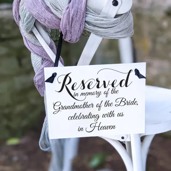 Ritzy Rose Grandmother of the Bride Memorial Sign - Black on 11x8in White Linen Cardstock with Black Ribbon {6}
