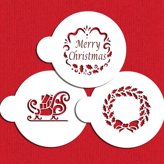 Holiday Christmas Greetings Cookie Stencils | C385 by Designer Stencils | Cookie Decorating Tools | Baking Stencils for Royal Icing, Airbrush, Dusting Powder | Reusable Plastic Food Grade Stencil for Cookies | Easy to Use & Clean Cookie Stencil {5}