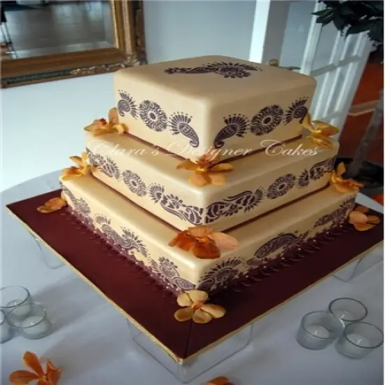 Mehndi Cake Stencil Tier #2 | C391 by Designer Stencils | Cake Decorating Tools | Baking Stencils for Royal Icing, Airbrush, Dusting Powder | Reusable Plastic Food Grade Stencil for Cakes | Easy to Use & Clean Cake Stencil {2}