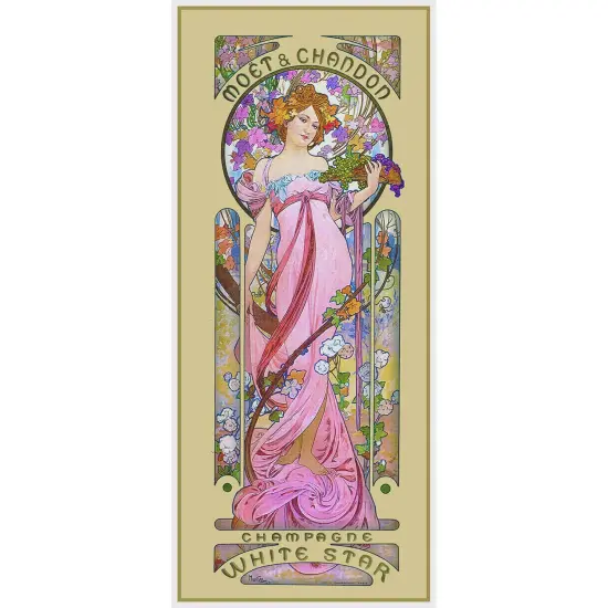 Moet Chandon Pink Gown by Alphonse Mucha Counted Cross Stitch Pattern {2}