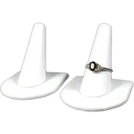 2 White Leather Ring Finger Jewelry Holder Showcase Display Stands {1}