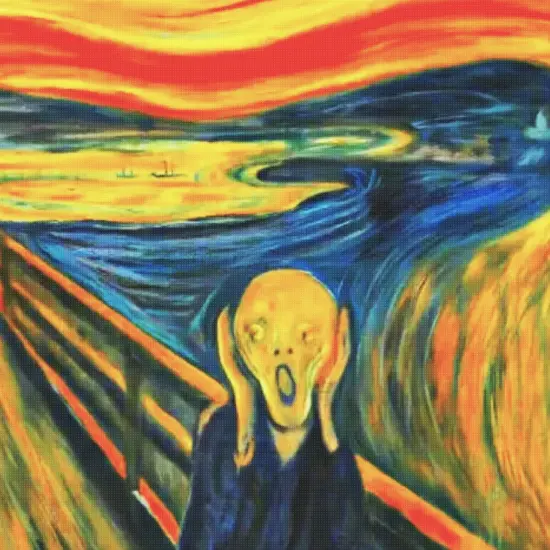 Symbolist Artist Edvard Munch's The Scream Square Counted Cross Stitch Pattern {2}