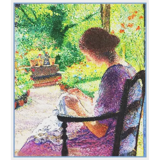 A Woman Embroidering Impressionist Henri Martin Counted Cross Stitch Pattern {2}