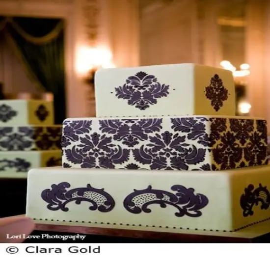 Damask Cake Stencil Tier #4 | C404 by Designer Stencils | Cake Decorating Tools | Baking Stencils for Royal Icing, Airbrush, Dusting Powder | Reusable Plastic Food Grade Stencil for Cakes | Easy to Use & Clean Cake Stencil {2}