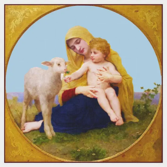 William Bouguereau's Madonna and the Lambs Counted Cross Stitch Chart Pattern {2}