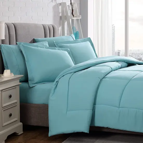 American Home Collection Down Alternative Comforter Set Extra Warm and Soft Aqua {2}