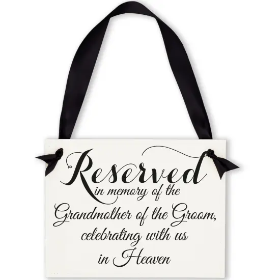 Ritzy Rose Grandmother of the Groom Memorial Sign - Black on 11x8in White Linen Cardstock with Black Ribbon {1}