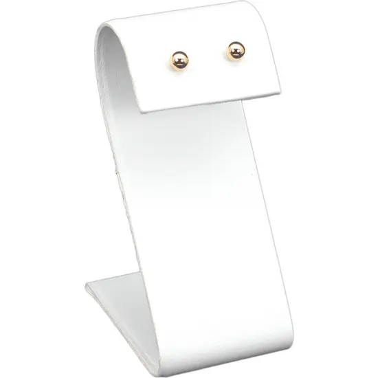 White Leather Earring Display Stand Jewelry Case 3.25" {1}