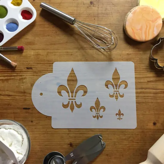 Fleur de Lis Cake Stencil Set: 4 Various Sizes | C153 by Designer Stencils | Stencils for Royal Icing, Airbrush, Dusting Powder | {4}