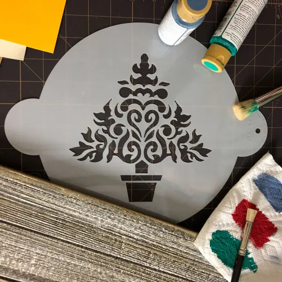 7-Inch Christmas Tree Cake Stencil | C174 by Designer Stencils | Cake Decorating Tools | Baking Stencils for Royal Icing, Airbrush, Dusting Powder | Reusable Plastic Food Grade Stencil for Cakes | Easy to Use & Clean Cake Stencil {5}