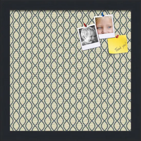 PinPix Custom Bulletin Board Yellow And Blue Waves Poster Board Has a Fabric Style Canvas Finish, Framed in Satin Black, by ArtToFrames (PinPix-321) {1}