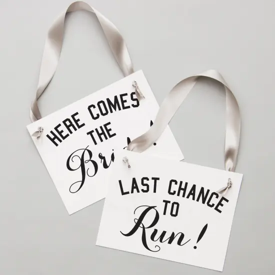 Ritzy Rose 2 Funny Ring Bearer Sign - Black on 11x8in White Linen Cardstock with Gray Ribbon {6}