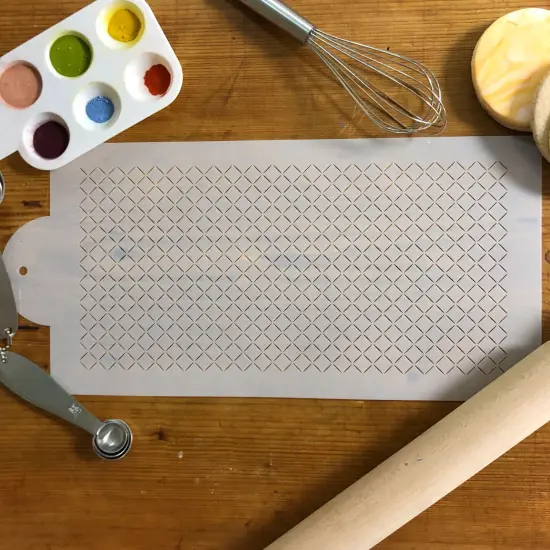 Zoe Clark (1 cm) Diamond Netting Cake Stencil Side | C1038 by Designer Stencils | Cake Decorating Tools | Baking Stencils for Royal Icing, Airbrush, Dusting Powder | Reusable Plastic Food Grade Stencil for Cakes | Easy to Use & Clean Cake Stencil {3}