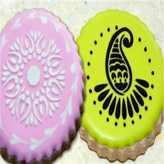 2-Inch Mehndi Cookie Stencil Set | C395 by Designer Stencils | Cookie Decorating Tools | Baking Stencils for Royal Icing, Airbrush, Dusting Powder | Reusable Plastic Food Grade Stencil for Cookies | Easy to Use & Clean Cookie Stencil {2}