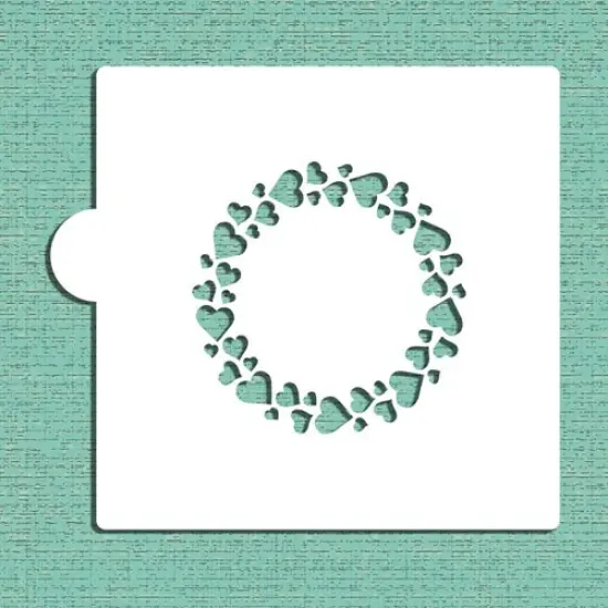 Circle of Hearts Cookie & Craft Stencil | CM046 by Designer Stencils | Cookie Decorating Tools | Baking Stencils for Royal Icing, Airbrush, Dusting Powder | Craft Stencils for Canvas, Paper, Wood | Reusable Food Grade Stencil {1}